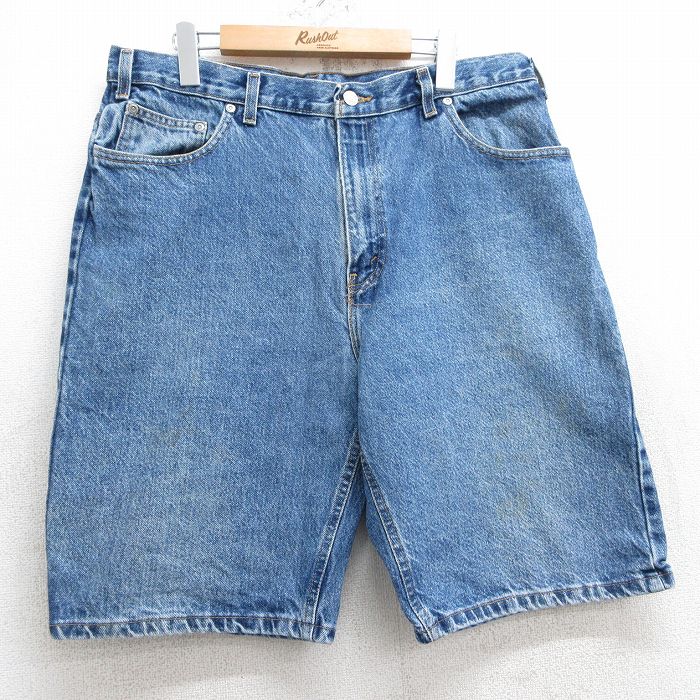 【50%OFF】W36★古着 FADED GLORY ショート パンツ ショーツ メンズ 90年代 90sコットン USA製 紺 ネイビー デニム 25jun18 中古 ボトムス 短パン ショーパン ハーフ