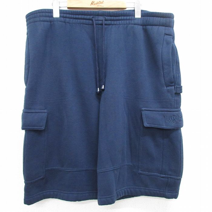 【50%OFF】W40古着 ショート スウェット カーゴ パンツ ショーツ メンズ 00年代 00s 大きいサイズ 紺 ネイビー 25jun19 中古 ボトムス 短パン ショーパン