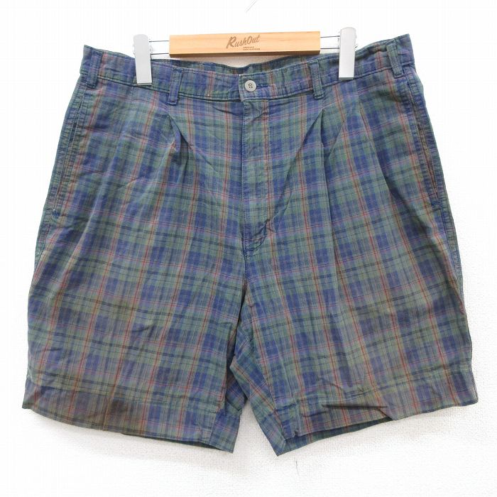 W34★古着 ドッカーズ ショート パンツ ショーツ メンズ 90年代 90s コットン USA製 タロン 紺他 ネイビー チェック 25jun18 中古 ボトムス 短パン ショーパン ハーフ
