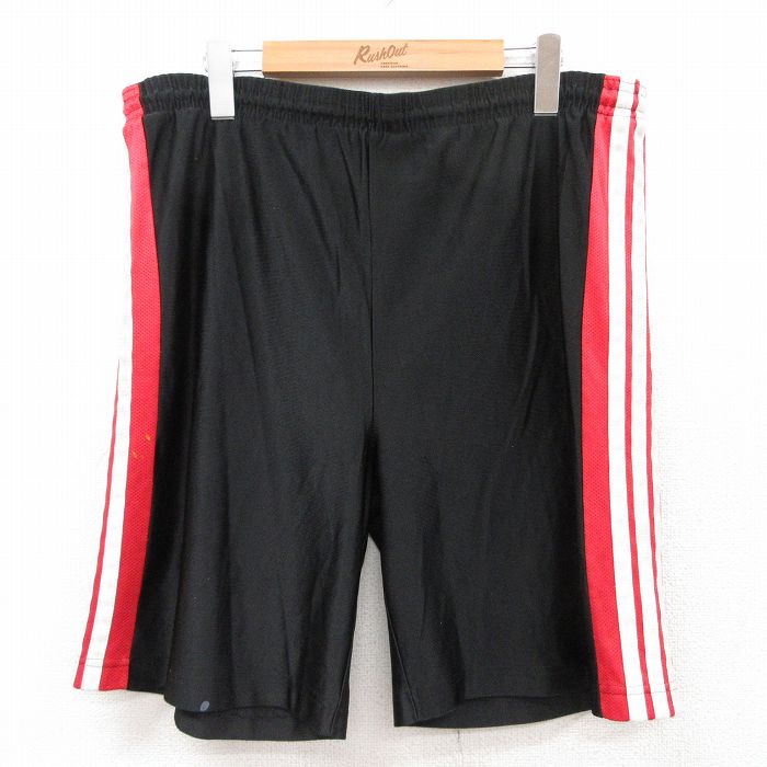 W37★古着 アディダス adidas ショート トレーニング パンツ ショーツ メンズ 90年代 90s ワンポイントロゴ USA製 黒他 ブラック 25jun18 中古 ボトムス 短パン ショーパン