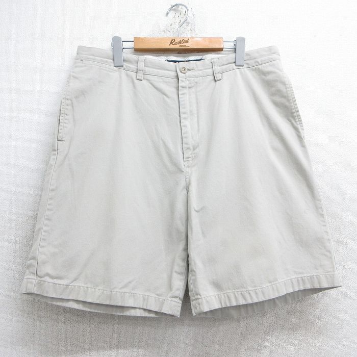 W37★古着 ノーティカ NAUTICA ブランド ショート チノ パンツ ショーツ チノパン メンズ コットン ベージュ カーキ 25jun19 中古 ボトムス 短パン ショーパン