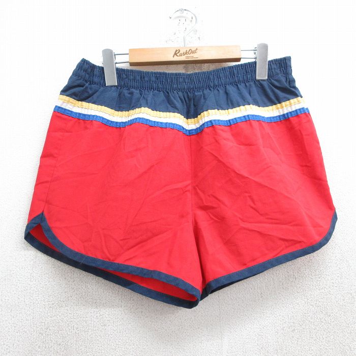 【50%OFF】W36★古着 ショート トレーニング パンツ ショーツ メンズ 80年代 80s USA製 赤他 レッド 25jun19 中古 ボトムス 短パン ショーパン
