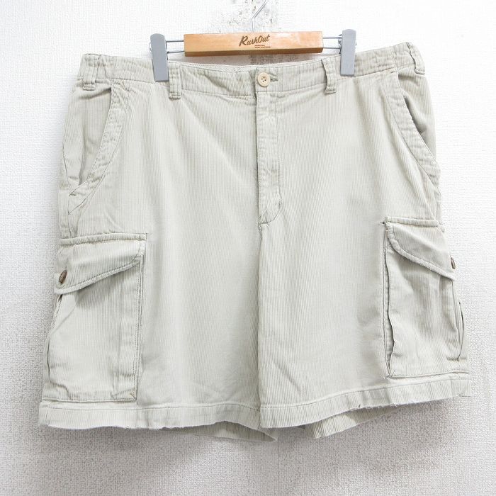W38★古着 エディーバウアー ショート カーゴ コーデュロイ パンツ ショーツ メンズ 00年代 00s 太畝 コットン 薄ベージュ カーキ 25jun19 中古 ボトムス 短パン ショーパン
