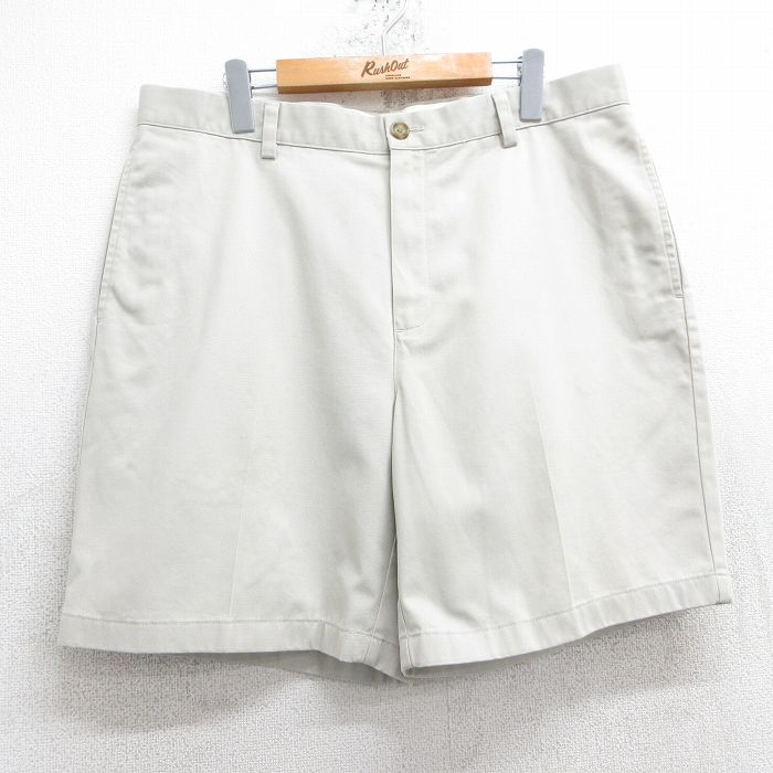 W36★古着 エルエルビーン LLBEAN ショート パンツ ショーツ メンズ コットン ベージュ カーキ 25jun19 中古 ボトムス 短パン ショーパン ハーフ