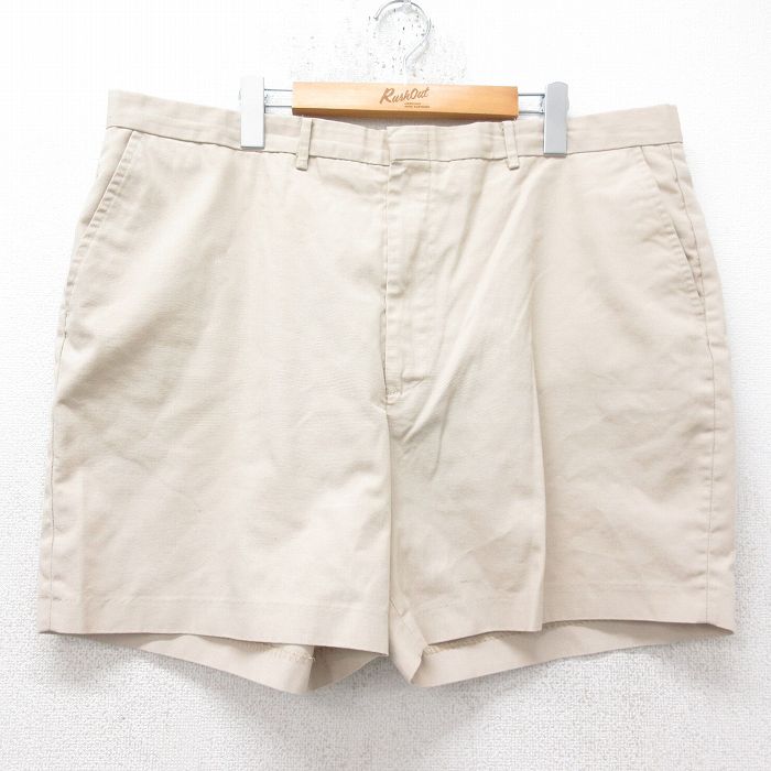 W40★古着 ショート パンツ ショーツ メンズ 80年代 80s 大きいサイズ タロン ベージュ カーキ 25jun20 中古 ボトムス 短パン ショーパン ハーフ