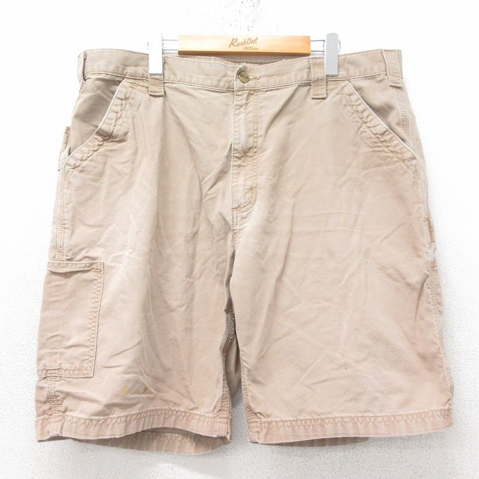W40★古着 カーハート Carhartt ショート ペインター パンツ ショーツ メンズ 大きいサイズ コットン ベージュ カーキ 25jun20 中古 ボトムス 短パン ショーパン