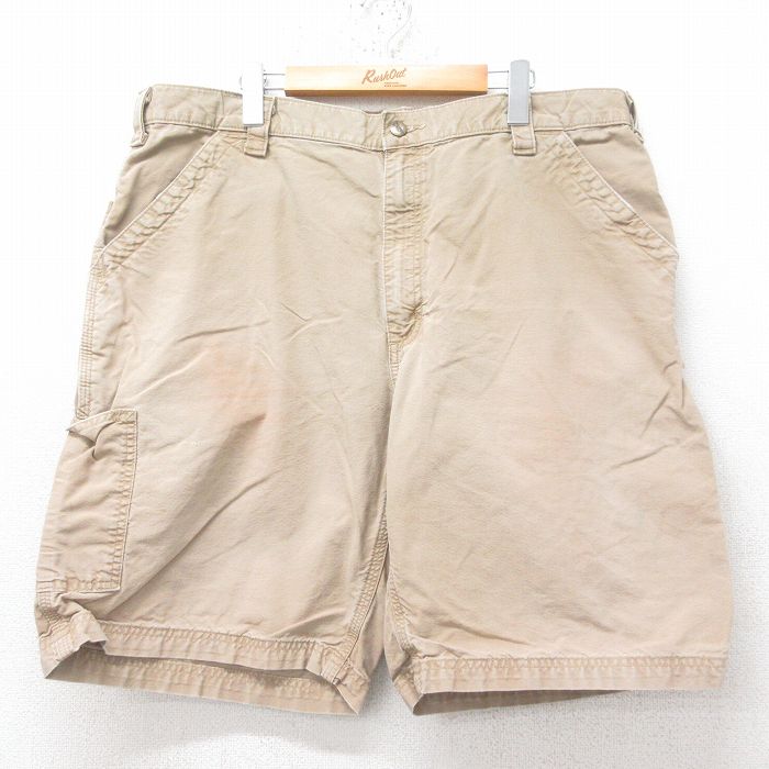 W40★古着 カーハート Carhartt ショート ペインター パンツ ショーツ メンズ 大きいサイズ コットン ベージュ カーキ 25jun20 中古 ボトムス 短パン ショーパン