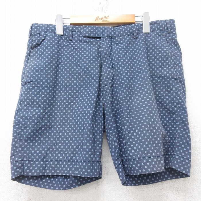 W36★古着 ラルフローレン Ralph Lauren ブランド ショート パンツ ショーツ メンズ 総柄 コットン 紺他 ネイビー 25jun20 中古 ボトムス 短パン ショーパン ハーフ