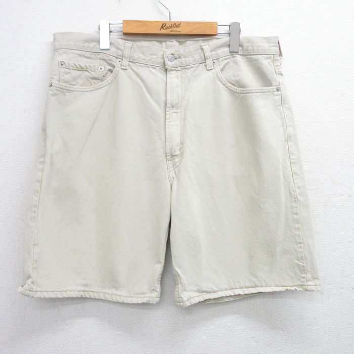 W39★古着 リーバイス Levis 550 ショート パンツ ショーツ メンズ コットン ベージュ カーキ デニム 25jun21 中古 ボトムス 短パン ショーパン ハーフ