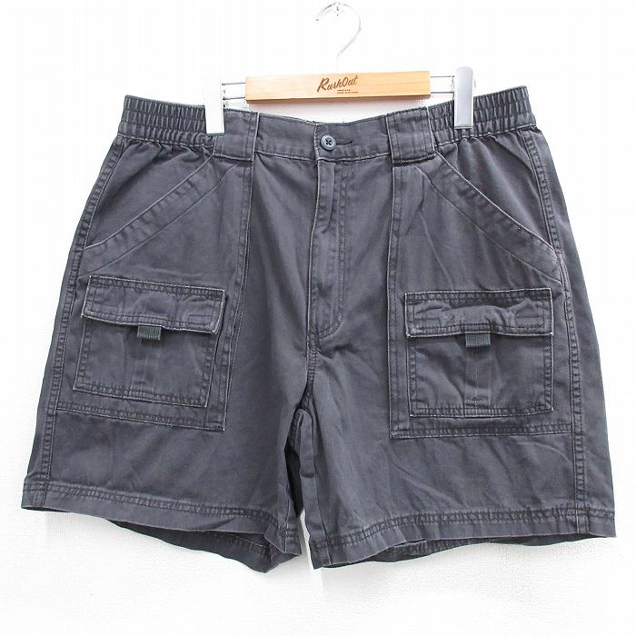 W37★古着 セントジョンズベイ ショート ブッシュ パンツ ショーツ メンズ コットン 黒系 ブラック 25jun23 中古 ボトムス 短パン ショーパン