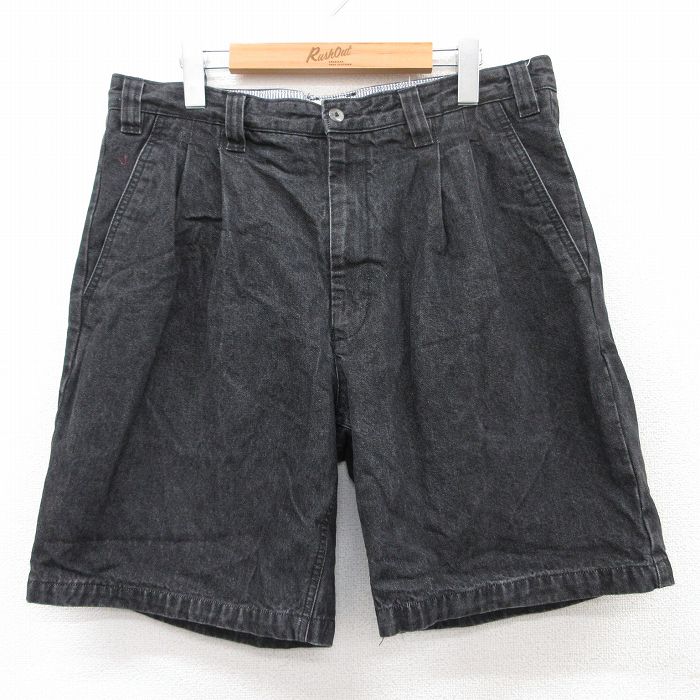 W36★古着 セントジョンズベイ ショート パンツ ショーツ メンズ 00年代 00s コットン 黒 ブラック デニム 【spe】 25jun23 中古 ボトムス 短パン ショーパン ハーフ