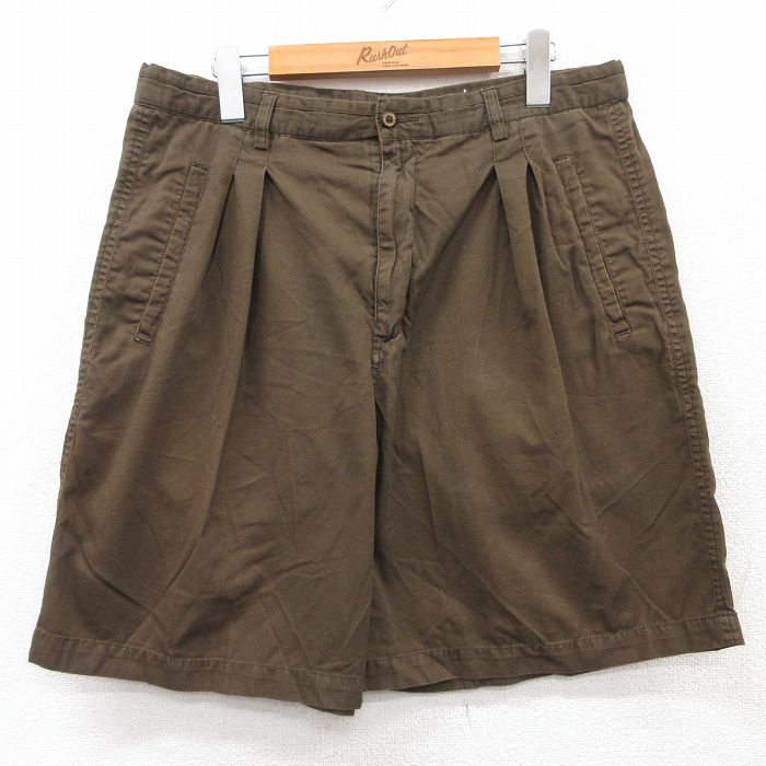 【50%OFF】W34★古着 リーボック REEBOK ショート パンツ ショーツ メンズ 00年代 00s ワンポイントロゴ ゴルフ コットン 茶 ブラウン 25jun23 中古 ボトムス 短パン ショーパン ハーフ