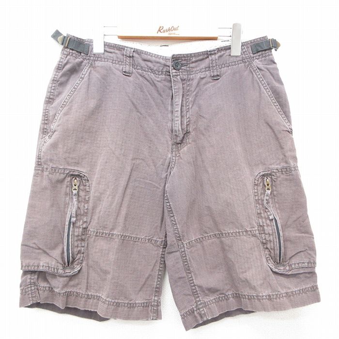 W32★古着 ノースフェイス THE NORTH FACE ショート カーゴ パンツ ショーツ メンズ 00年代 00s リップストップ コットン グレー系 【spe】 25jun23 中古 ボトムス 短パン ショーパン