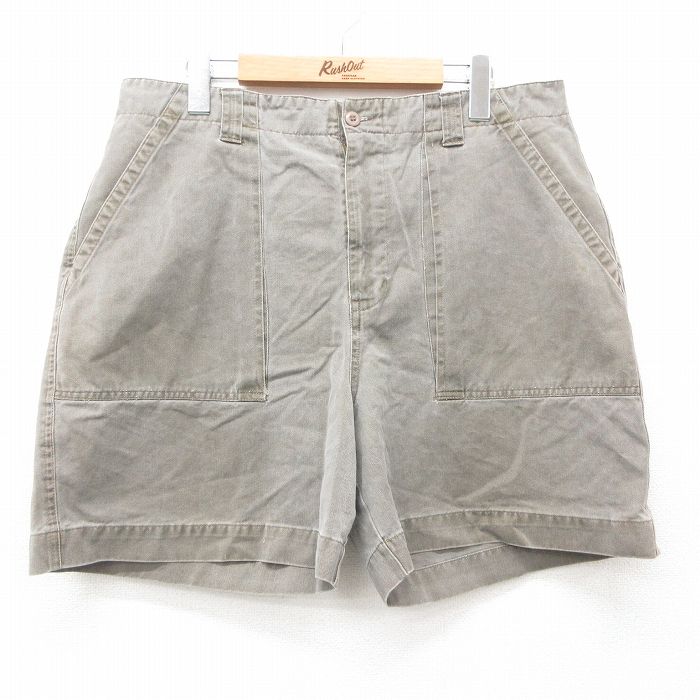 【50%OFF】W36★古着 ショート ベイカー パンツ ショーツ メンズ 00年代 00s コットン 濃ベージュ系 カーキ 25jun23 中古 ボトムス 短パン ショーパン