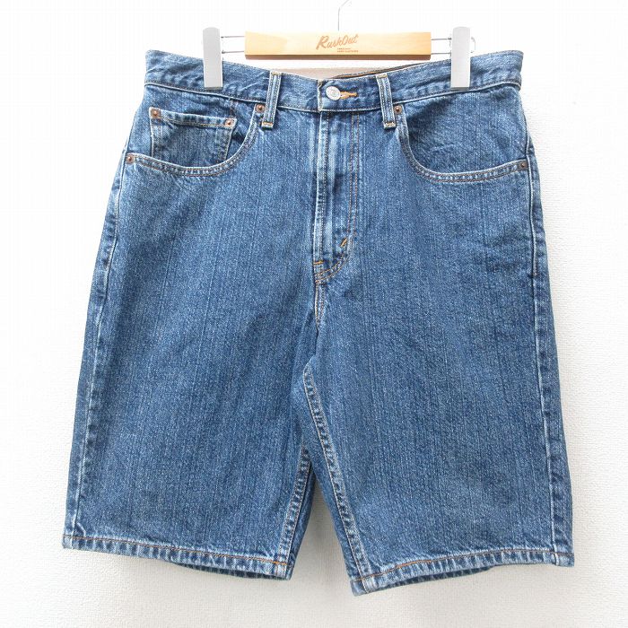 W33★古着 リーバイス Levis 505 ショート パンツ ショーツ メンズ コットン 紺 ネイビー デニム 25jun23 中古 ボトムス 短パン ショーパン ハーフ