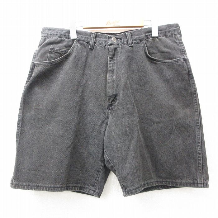 W38★古着 ラングラー Wrangler ショート パンツ ショーツ メンズ 00年代 00s 黒 ブラック デニム 【spe】 25jun23 中古 ボトムス 短パン ショーパン ハーフ