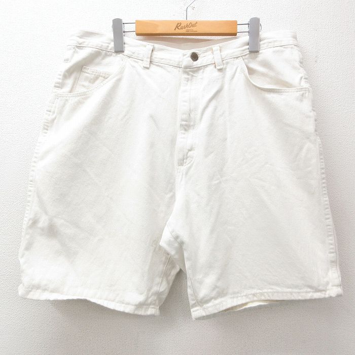 W36★古着 ラングラー Wrangler ショート パンツ ショーツ メンズ 00年代 00s 白 ホワイト デニム 25jun23 中古 ボトムス 短パン ショーパン ハーフ