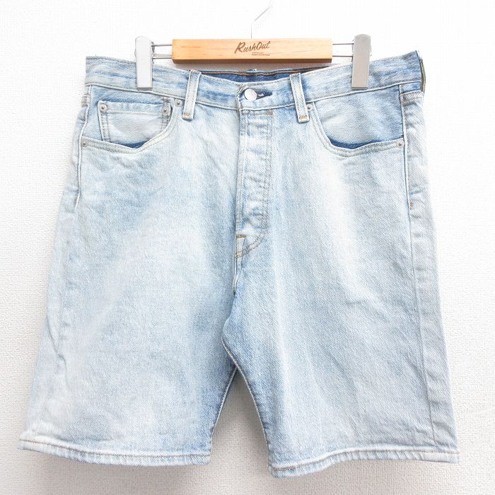 W33★古着 リーバイス Levis 501 ショート パンツ ショーツ メンズ 紺 ネイビー デニム 【spe】 25jun24 中古 ボトムス 短パン ショーパン ハーフ