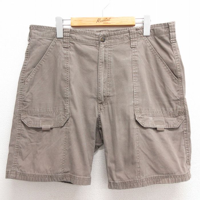 【20%OFF】W36★古着 ショート ベイカー パンツ ショーツ メンズ ダック地 濃茶 ブラウン 25jun24 中古 ボトムス 短パン ショーパン