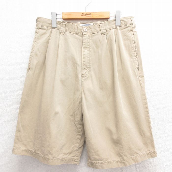 【50%OFF】W32★古着 EXPRESS ショート チノ パンツ ショーツ チノパン メンズ 00年代 00s コットン ベージュ カーキ 25jun24 中古 ボトムス 短パン ショーパン
