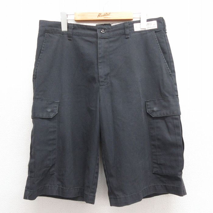 W35★古着 レッドキャップ ショート ワーク カーゴ パンツ ショーツ メンズ 00年代 00s 黒 ブラック 25jun24 中古 ボトムス 短パン ショーパン