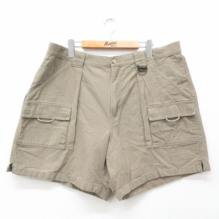 W41★古着 コロンビア COLUMBIA ショート ブッシュ パンツ ショーツ メンズ PFG ダック地 大きいサイズ コットン 濃緑 グリーン 25jun25 中古 ボトムス 短パン ショーパン