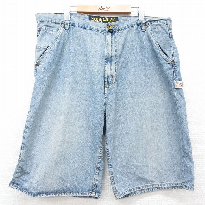 W40★古着 ノーティカ NAUTICA ショート ペインター パンツ ショーツ メンズ 大きいサイズ コットン 紺 ネイビー デニム 【spe】 25jun25 中古 ボトムス 短パン ショーパン