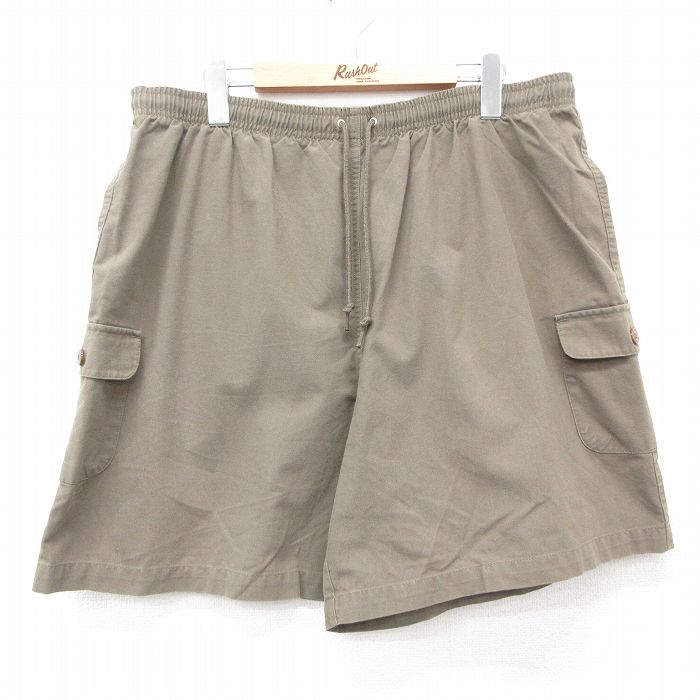 W40★古着 ショート イージー カーゴ パンツ ショーツ メンズ 大きいサイズ 濃緑 グリーン 25jun25 中古 ボトムス 短パン ショーパン