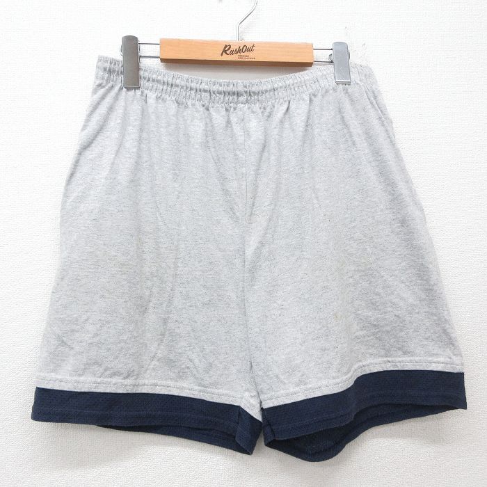 W36★古着 ショート イージー パンツ ショーツ メンズ 90年代 90s USA製 グレー他 霜降り 25jun25 中古 ボトムス 短パン ショーパン