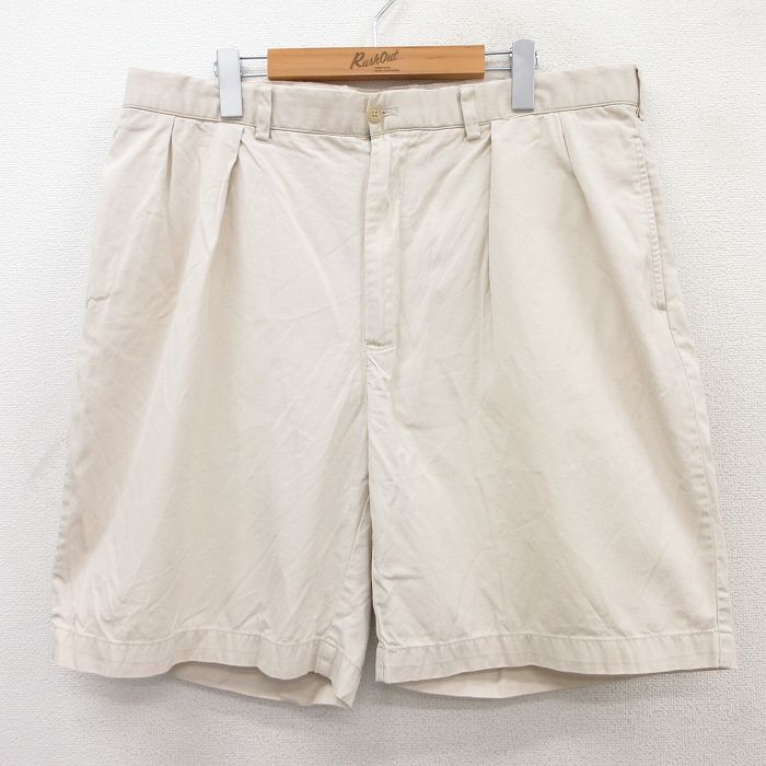 W38★古着 ラルフローレン Ralph Lauren ポロゴルフ ブランド ショート パンツ ショーツ メンズ 90年代 90s コットン 薄ベージュ カーキ 25jun25 中古 ボトムス 短パン ショーパン ハーフ