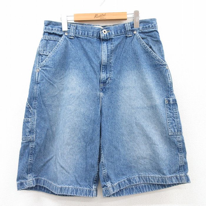 W34★古着 アリゾナジーンズ ショート ペインター パンツ ショーツ メンズ コットン 紺 ネイビー デニム 25jun25 中古 ボトムス 短パン ショーパン