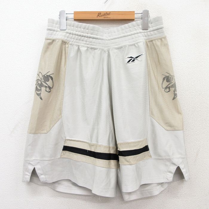 W33★古着 リーボック REEBOK ショート トレーニング パンツ ショーツ メンズ 90年代 90s 八 USA製 薄ベージュ系 カーキ 【spe】 25jun25 中古 ボトムス 短パン ショーパン