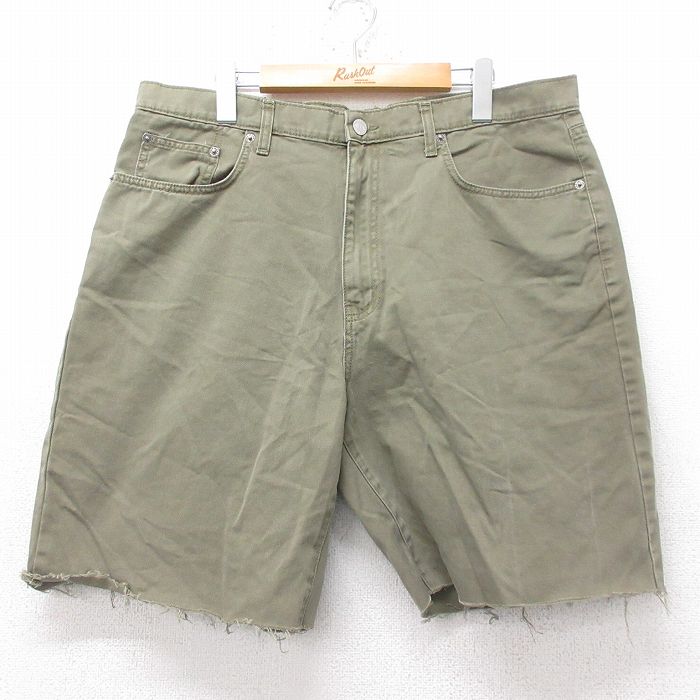W36★古着 ラルフローレン Ralph Lauren ポロジーンズ ブランド ショート パンツ ショーツ メンズ コットン 緑系 グリーン 25jun26 中古 ボトムス 短パン ショーパン ハーフ