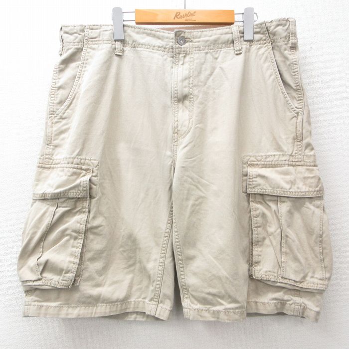【20%OFF】W38★古着 リーバイス Levis ショート カーゴ パンツ ショーツ メンズ コットン ベージュ カーキ 25jun27 中古 ボトムス 短パン ショーパン