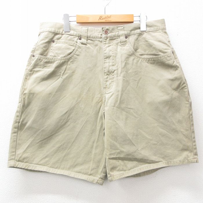 【50%OFF】W35★古着 ショート パンツ ショーツ メンズ コットン ベージュ カーキ 25jun27 中古 ボトムス 短パン ショーパン ハーフ