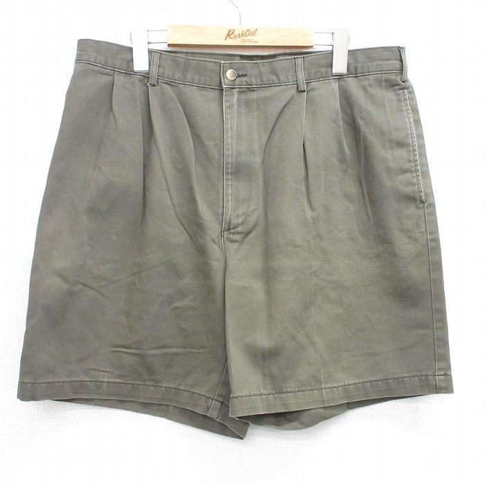 W35★古着 ショート パンツ ショーツ メンズ コットン 濃緑 グリーン 25jun28 中古 ボトムス 短パン ショーパン ハーフ