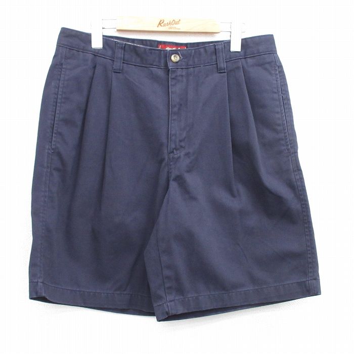 W33★古着 エディーバウアー ショート パンツ ショーツ メンズ コットン 濃紺 ネイビー 25jun28 中古 ボトムス 短パン ショーパン ハーフ