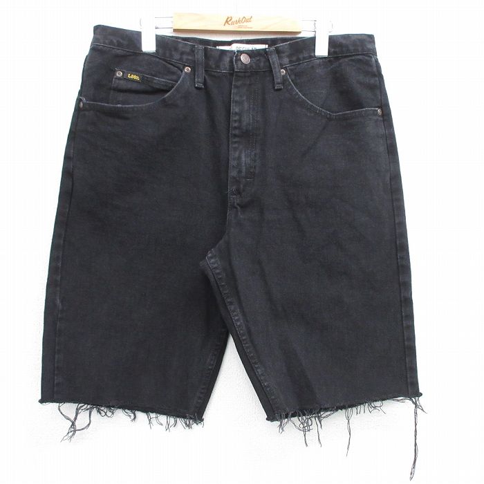 W35★古着 リー Lee ショート パンツ ショーツ メンズ コットン 黒 ブラック 【spe】 25jun28 中古 ボトムス 短パン ショーパン ハーフ