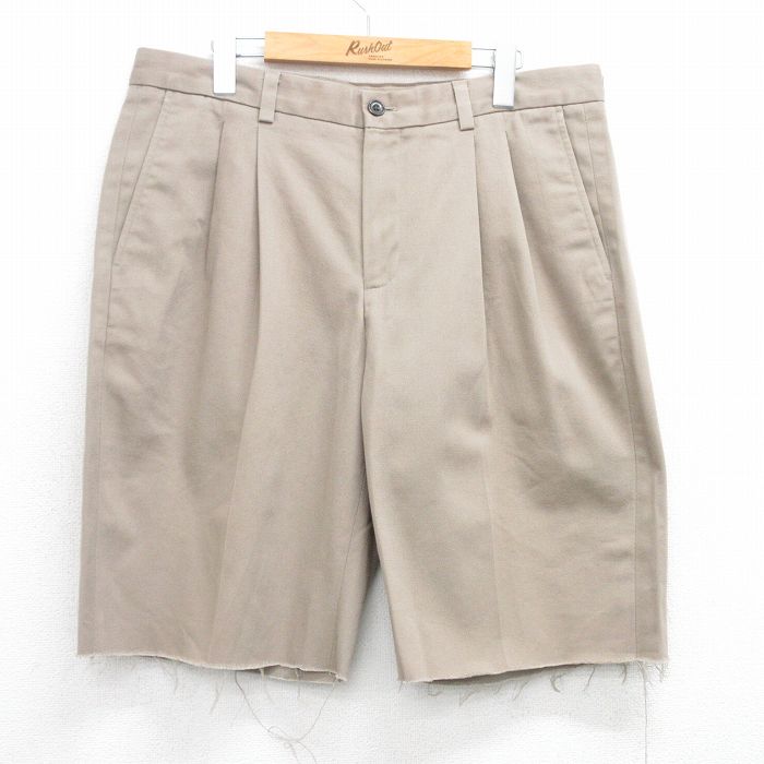 【50%OFF】W36★古着 エディーバウアー ショート パンツ ショーツ メンズ コットン ベージュ カーキ 25jun28 中古 ボトムス 短パン ショーパン ハーフ