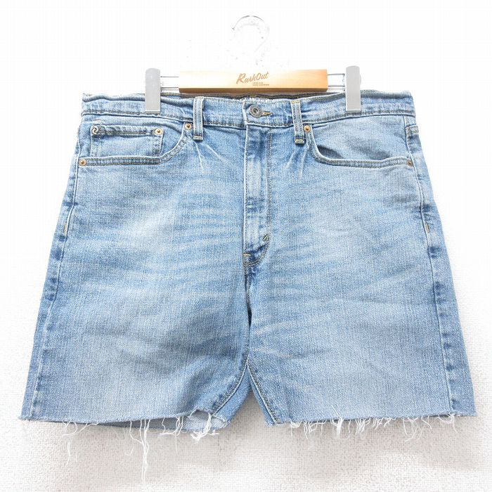【20%OFF】W36★古着 リーバイス Levis 232 ショート パンツ ショーツ メンズ ヒゲ 紺 ネイビー デニム 25jun30 中古 ボトムス 短パン ショーパン ハーフ