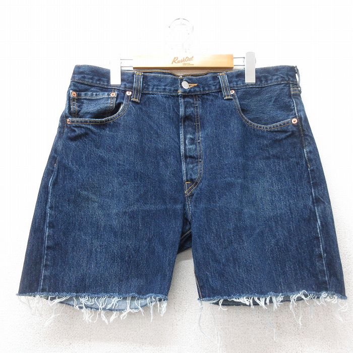 【20%OFF】W36★古着 リーバイス Levis 501 ショート パンツ ショーツ メンズ コットン 濃紺 ネイビー デニム 25jun30 中古 ボトムス 短パン ショーパン ハーフ
