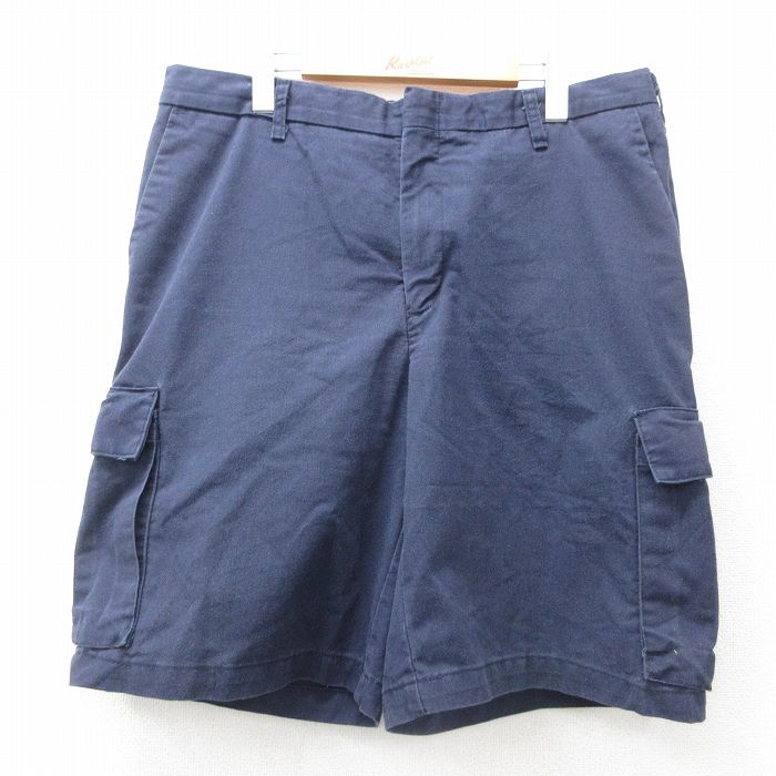 【50%OFF】W36★古着 Wear Guard ショート カーゴ ワーク パンツ ショーツ メンズ 濃紺 ネイビー 25jun30 中古 ボトムス 短パン ショーパン