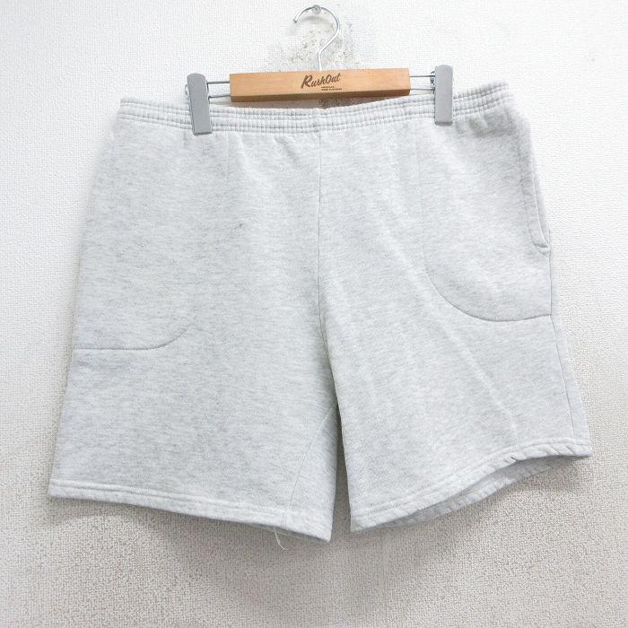 【50%OFF】W36★古着 ヘインズ Hanes ショート スウェット パンツ ショーツ メンズ 90年代 90s 無地 USA製 薄グレー 霜降り 25jul01 中古 ボトムス 短パン ショーパン