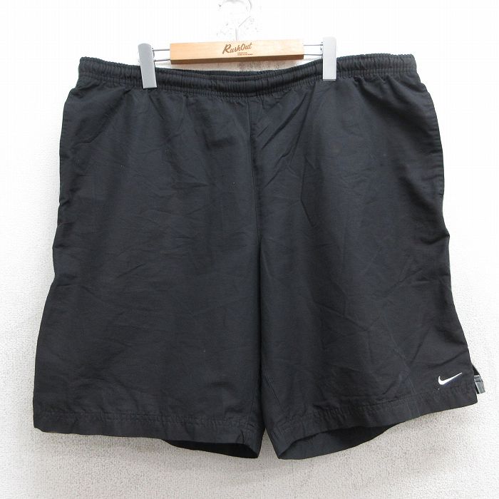 W42★古着 ナイキ NIKE ショート パンツ ショーツ メンズ 00年代 00s ワンポイントロゴ 大きいサイズ 黒 ブラック 25jul01 中古 ボトムス 短パン ショーパン ハーフ