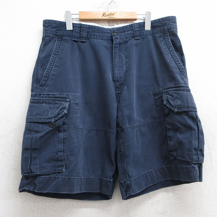 W37★古着 ラルフローレン Ralph Lauren ブランド ショート カーゴ チノ パンツ ショーツ チノパン メンズ コットン 紺 ネイビー 【spe】 25jul01 中古 ボトムス 短パン ショーパン