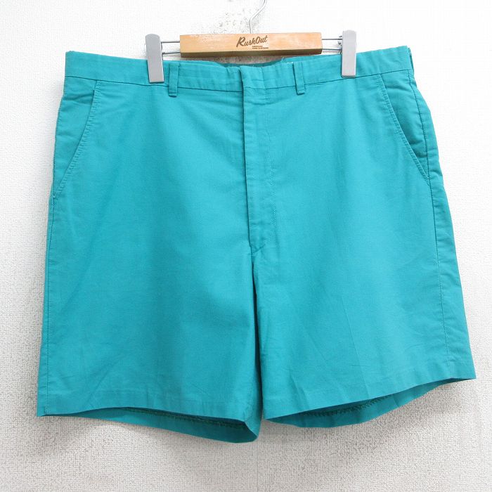 W39★古着 ショート パンツ ショーツ メンズ 80年代 80s USA製 タロン 青緑 25jul02 中古 ボトムス 短パン ショーパン ハーフ