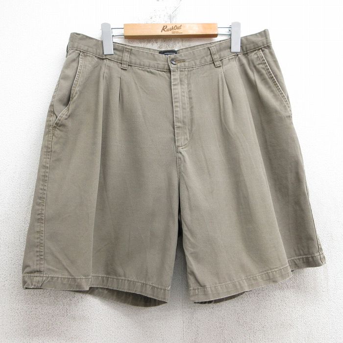 【50%OFF】W35★古着 HAGGAR ショート パンツ ショーツ メンズ コットン 薄茶 ブラウン 25jul02 中古 ボトムス 短パン ショーパン ハーフ