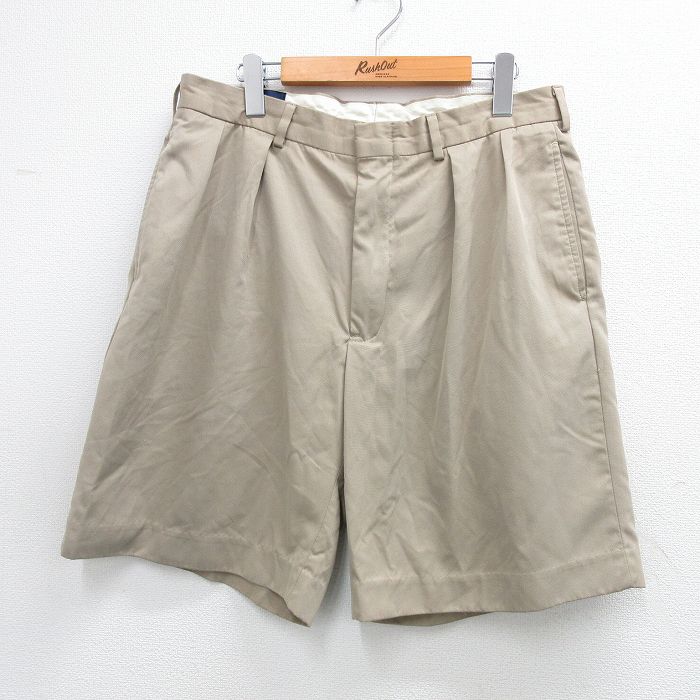W34★古着 ラルフローレン Ralph Lauren ショート ブランド パンツ ショーツ メンズ 90年代 90s 茶 ブラウン 25jul02 中古 ボトムス 短パン ショーパン
