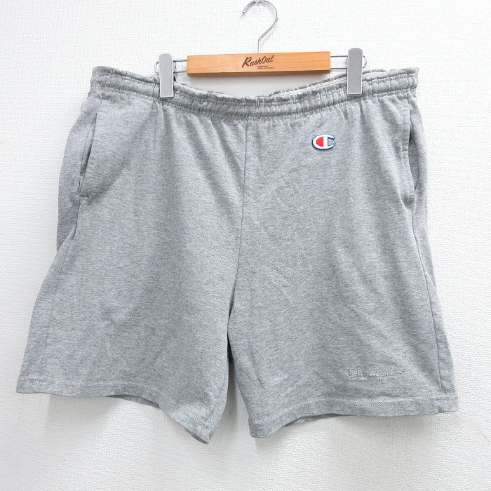 W39★古着 チャンピオン champion ショート イージー パンツ ショーツ メンズ 90年代 90s ワンポイントロゴ グレー 25jul02 中古 ボトムス 短パン ショーパン