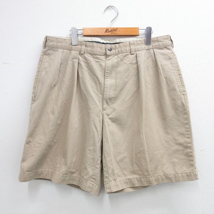 【50%OFF】W36古着 ラルフローレン Ralph Lauren ショート ブランド チノ パンツ チノパン ショーツ メンズ 90年代 90s ワンポイントロゴ TYLER コットン ベージュ カーキ 25jul02 中古 ボトムス 短パン ショーパン